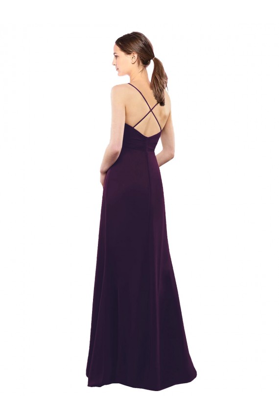 Vendeurs de Pourpre Trapèze Bretelles spaghetti Mousseline Longue Robes demoiselle d'honneur