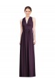 Vendeurs de Pourpre Trapèze Col V Mousseline Longue Robes demoiselle d'honneur