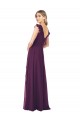 Vendeurs de Pourpre Trapèze Col V Mousseline Longue Robes demoiselle d'honneur