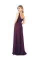 Vendeurs de Pourpre Trapèze Col V Mousseline Longue Robes demoiselle d'honneur