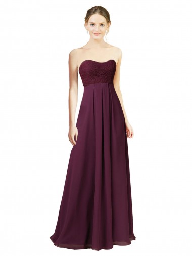 Vendeurs de Pourpre Trapèze Mousseline Longue Robes demoiselle d'honneur