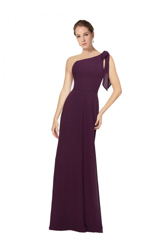 Vendeurs de Pourpre Trapèze Mousseline Longue Robes demoiselle d'honneur