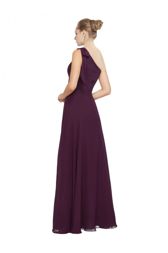 Vendeurs de Pourpre Trapèze Mousseline Longue Robes demoiselle d'honneur