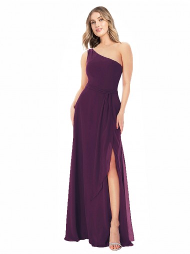 Vendeurs de Pourpre Trapèze Mousseline Longue Robes demoiselle d'honneur