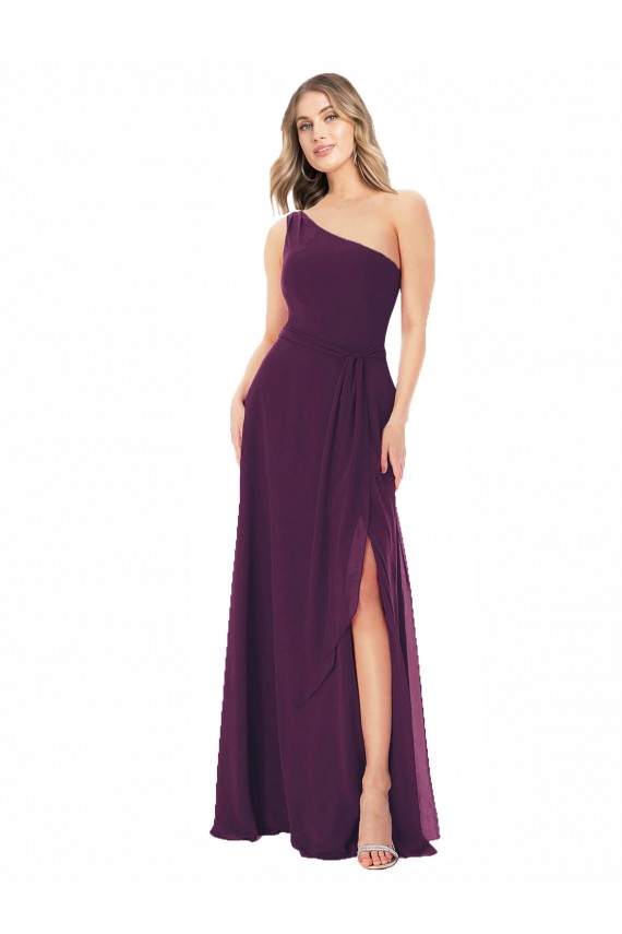 Vendeurs de Pourpre Trapèze Mousseline Longue Robes demoiselle d'honneur