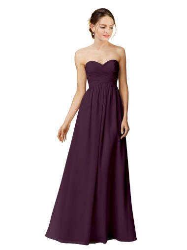 Vendeurs de Pourpre Trapèze Sans bretelle Mousseline Longue Robes demoiselle d'honneur