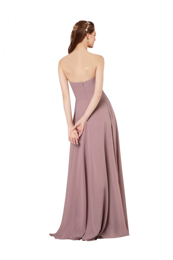 Vendeurs de Pourpre Trapèze Sans bretelle Mousseline Longue Robes demoiselle d'honneur