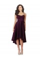 Vendeurs de Pourpre Trapèze Scoop Neck Satiné Courte Asymétrique Robes demoiselle d'honneur / Robes de bal