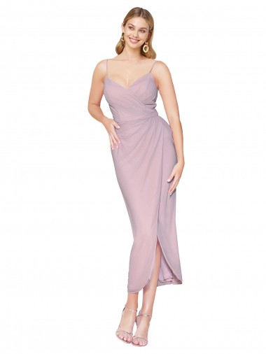 Vendeurs de Primevère Sirène Bretelles spaghetti Mousseline Courte Asymétrique Robes demoiselle d'honneur / Robes de bal / Robes de cocktail