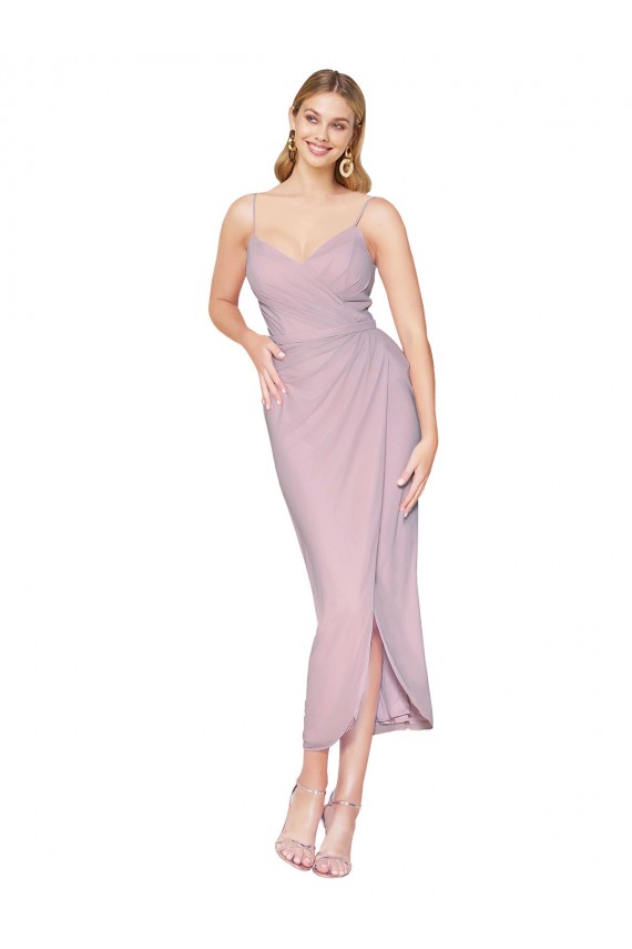 Vendeurs de Primevère Sirène Bretelles spaghetti Mousseline Courte Asymétrique Robes demoiselle d'honneur / Robes de bal / Robes de cocktail