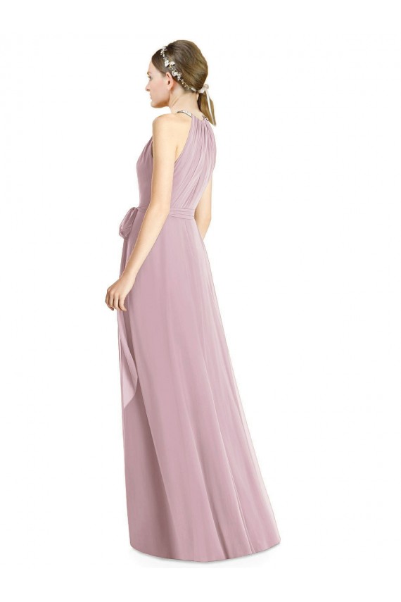 Vendeurs de Primevère Trapèze Licou Mousseline Longue Robes demoiselle d'honneur
