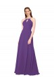 Vendeurs de Prune Fourreau Col Haut Mousseline Longue Robes demoiselle d'honneur