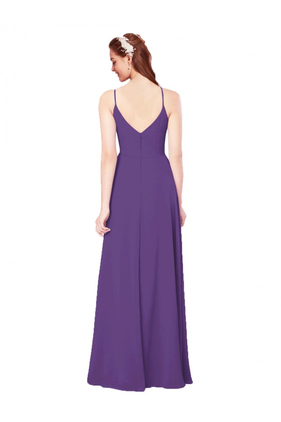 Vendeurs de Prune Fourreau Col Haut Mousseline Longue Robes demoiselle d'honneur