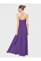 Vendeurs de Prune Trapèze Bretelles spaghetti Mousseline Longue Robes demoiselle d'honneur