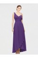 Vendeurs de Prune Trapèze Col V Mousseline Longue Asymétrique Robes demoiselle d'honneur