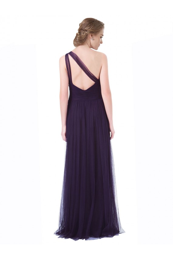 Vendeurs de Prune Trapèze Tulle Longue Robes demoiselle d'honneur