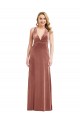 Vendeurs de Rose Cannelle Trapèze Col V Velours Stretch Longue Formelles Robes demoiselle d'honneur / Robes de soirée / Robes de bal