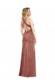 Vendeurs de Rose Cannelle Trapèze Col V Velours Stretch Longue Formelles Robes demoiselle d'honneur / Robes de soirée / Robes de bal