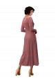 Vendeurs de Rose Cannelle Trapèze Col V midi Velours Stretch Courte Robes demoiselle d'honneur / Robes de bal