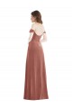 Vendeurs de Rose Cannelle Trapèze Épaule Dénudée Velours Stretch Longue Robes demoiselle d'honneur / Robes de bal