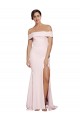Vendeurs de Rose Fourreau Col Carré Balayage train Crêpe Stretch Longue Formelles Robes demoiselle d'honneur / Robes de soirée / Robes de bal