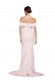 Vendeurs de Rose Fourreau Col Carré Balayage train Crêpe Stretch Longue Formelles Robes demoiselle d'honneur / Robes de soirée / Robes de bal