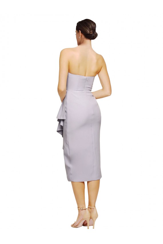 Vendeurs de Lilas arctique Fourreau Sans bretelle midi Crêpe Stretch Courte Asymétrique Robes demoiselle d'honneur / Robes de soirée / Robes de cocktail