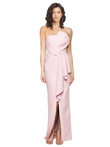 Vendeurs de Rose Fourreau Sans bretelle Crêpe Stretch Longue Formelles Robes demoiselle d'honneur / Robes de soirée / Robes de bal