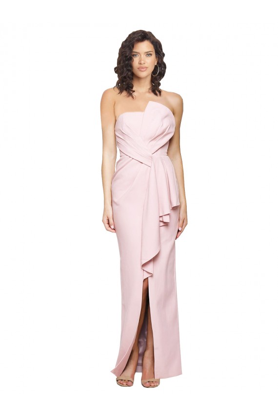 Vendeurs de Rose Fourreau Sans bretelle Crêpe Stretch Longue Formelles Robes demoiselle d'honneur / Robes de soirée / Robes de bal