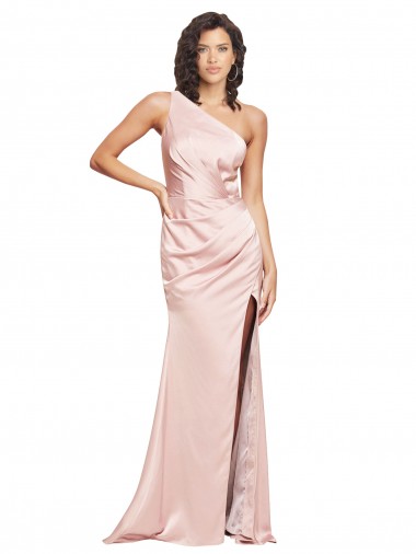 Vendeurs de Rose Fourreau Satiné Soyeux Longue Formelles Robes demoiselle d'honneur / Robes de soirée / Robes de bal