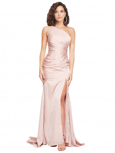 Vendeurs de Rose Fourreau Satiné Soyeux Longue Formelles Robes demoiselle d'honneur / Robes de soirée / Robes de bal