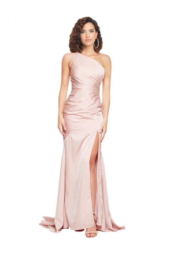 Vendeurs de Rose Fourreau Satiné Soyeux Longue Formelles Robes demoiselle d'honneur / Robes de soirée / Robes de bal