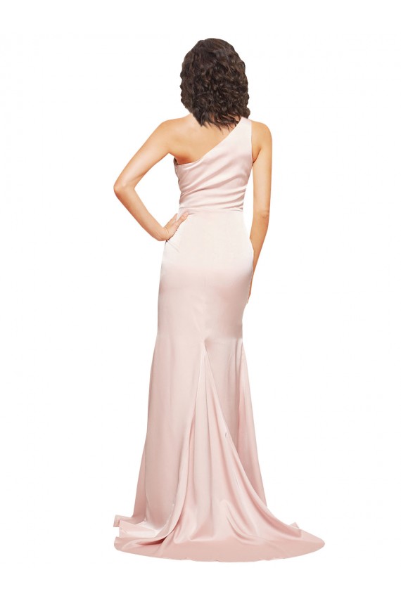 Vendeurs de Rose Fourreau Satiné Soyeux Longue Formelles Robes demoiselle d'honneur / Robes de soirée / Robes de bal