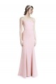 Vendeurs de Rose Sirène Bretelles spaghetti Col Carré Crêpe Stretch Longue Robes demoiselle d'honneur / Robes de bal