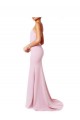 Vendeurs de Rose Sirène Bretelles spaghetti Col Carré Crêpe Stretch Longue Robes demoiselle d'honneur / Robes de bal