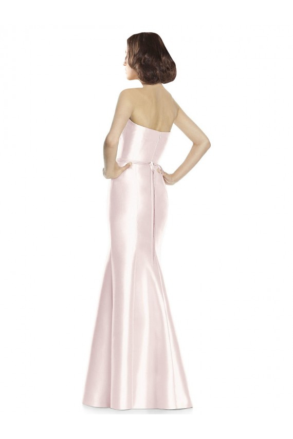Vendeurs de Rose Sirène Sans bretelle Satiné Longue Robes demoiselle d'honneur