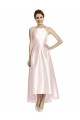 Vendeurs de Rose Trapèze Bretelles spaghetti Satiné Longue Asymétrique Robes demoiselle d'honneur