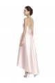 Vendeurs de Rose Trapèze Bretelles spaghetti Satiné Longue Asymétrique Robes demoiselle d'honneur