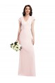 Vendeurs de Rose Trapèze Col V Crêpe Stretch Longue Formelles Robes demoiselle d'honneur / Robes de soirée / Robes de bal