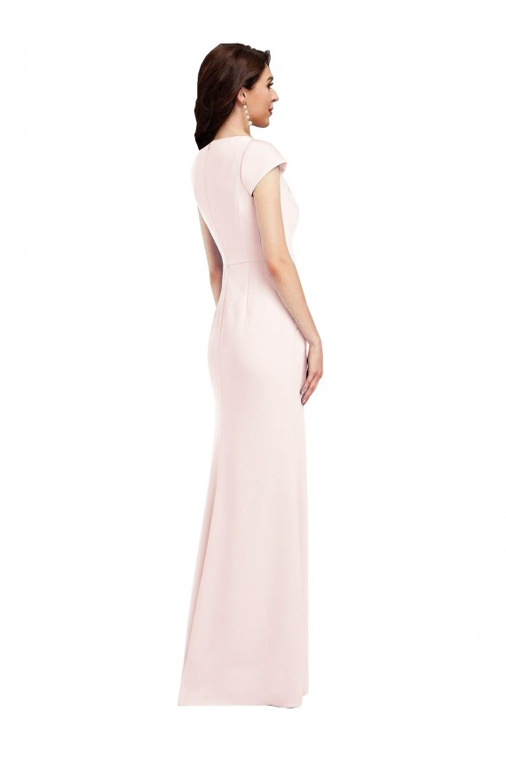 Vendeurs de Rose Trapèze Col V Crêpe Stretch Longue Formelles Robes demoiselle d'honneur / Robes de soirée / Robes de bal