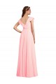 Vendeurs de Rose Trapèze Col V Mousseline Longue Robes demoiselle d'honneur