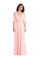Vendeurs de Rose Trapèze Col V Mousseline Longue Robes demoiselle d'honneur