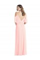 Vendeurs de Rose Trapèze Col V Mousseline Longue Robes demoiselle d'honneur