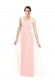 Vendeurs de Rose Trapèze Col V Mousseline Longue Robes demoiselle d'honneur