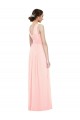 Vendeurs de Rose Trapèze Col V Mousseline Longue Robes demoiselle d'honneur