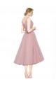Vendeurs de Rose Trapèze Col V Tulle Courte Robes demoiselle d'honneur / Robes de cocktail