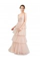 Vendeurs de Rose Trapèze Col V Tulle Longue Robes demoiselle d'honneur