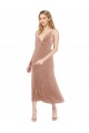 Vendeurs de Rose Trapèze Col V midi Velours Stretch Courte Robes demoiselle d'honneur / Robes de bal / Robes de cocktail