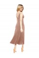 Vendeurs de Rose Trapèze Col V midi Velours Stretch Courte Robes demoiselle d'honneur / Robes de bal / Robes de cocktail