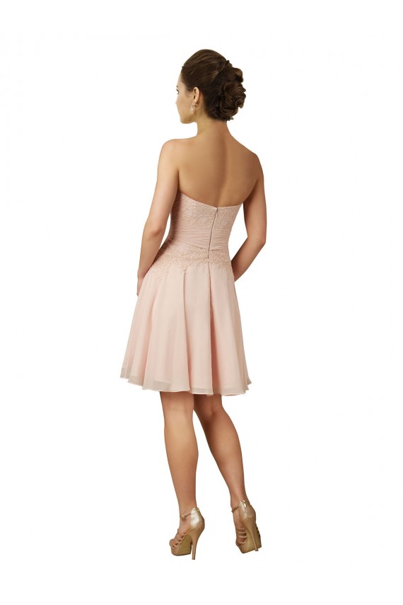 Vendeurs de Rose Trapèze Mousseline Dentelle Courte Robes demoiselle d'honneur / Robes de cocktail